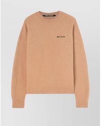 Palm Angels - Cashmere Blend Regular Fit Logo Embroidered Crewneck Jumper - Lyst
