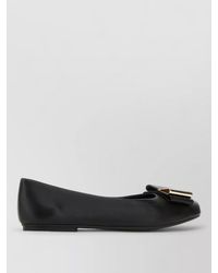 Ferragamo - Lina Nappa Leather Ballerinas Flat Bow - Lyst
