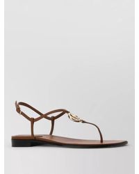 Gucci - Leather Sandals Flat Sole Metallic Detail - Lyst