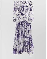 Samantha Sung - Eden Dress Belted Waist Feather Print - Lyst