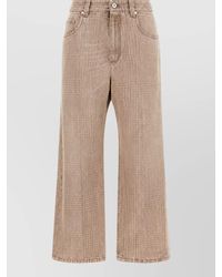 Brunello Cucinelli - Prince Of Wales Cropped Wide-Leg Jeans - Lyst