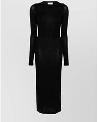 Saint Laurent - Wool Blend Long Pencil Dress - Lyst