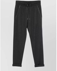 Brunello Cucinelli - Cotton Silk Blend Embellished Track Pants - Lyst
