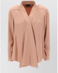 Giorgio Armani - Silk V-Neck Blouse - Lyst