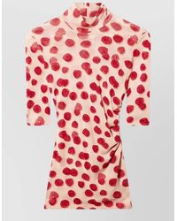 Stella McCartney - High Neck Mesh Midi Dress Ruched - Lyst
