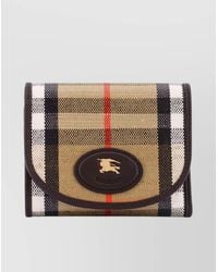 Burberry - Check Canvas Compact Wallet - Lyst
