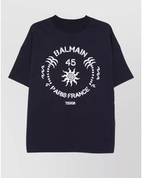 Balmain - Graphic Print Crew Neck Short Sleeve T-Shirt - Lyst