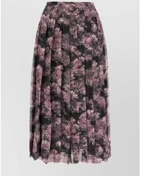 Tory Burch - Pleated Floral Silk Skirt Midi-Length - Lyst