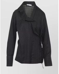 Dries Van Noten - Viscose Geometric-Print Ruffled Wrap Blouse - Lyst