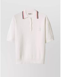 Miu Miu - Striped Collar Polo Ribbed Short Sleeves - Lyst