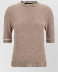 Fabiana Filippi - Cashmere Silk Wool Ribbed Short-Sleeve Crewneck Sweater - Lyst