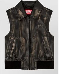 DIESEL - Casual Sleeveless Leather Jacket - Lyst