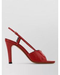 Miu Miu - Textured Open Toe Leather Sandals - Lyst