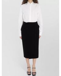 Saint Laurent - Cotton Velvet Midi Wrap Skirt - Lyst