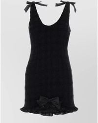 Alessandra Rich - Checked Bouclé Tweed Sleeveless Mini Dress - Lyst