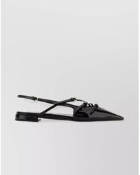 Miu Miu - Leather Ballerinas With Pointed Toe And Strappy Design - Lyst