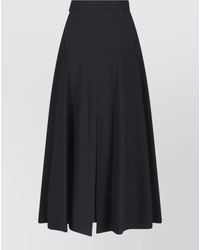 Burberry - Wool Twill High-Rise Midi A-Line Skirt - Lyst