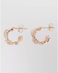 Bottega Veneta - Brass Hoop Earrings Crystal Detail Pattern - Lyst