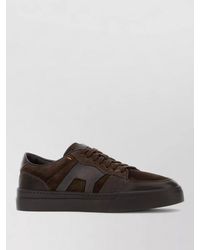 Santoni - Leather And Suede Low-Top Sneakers - Lyst