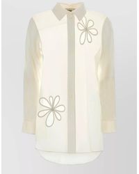 Fendi - Organza Shirt Collared Floral Design Long Sleeves - Lyst