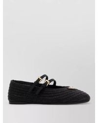 Prada - Raffia Ballerinas Flat Sole Round Toe - Lyst
