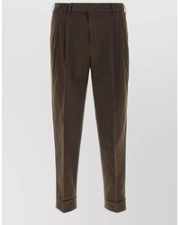 PT Torino - Stretch Cotton Tailored Trousers Front Pleats - Lyst