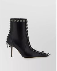 Mach & Mach - Leather Crystal-Embellished Ankle Boots - Lyst