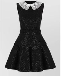 Self-Portrait - Dress Sequin Belt Sleeveless Bow Lace Ruffle - Lyst