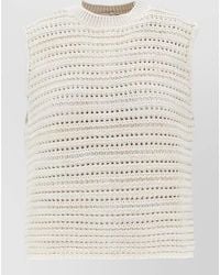 Emporio Armani - Crew Neck Open Knit Sleeveless Top - Lyst