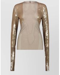 Rick Owens - Sequin-Embellished Long-Sleeve Round-Neck Blouse - Lyst