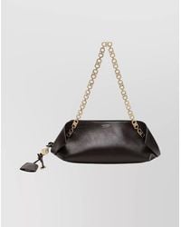 Ferragamo - Dark Leather Shoulder Bag With Chain Strap - Lyst
