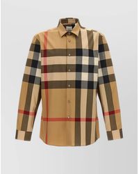 Burberry - Checked Pattern Shirt With Button-Down Collar - Lyst