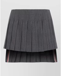 Thom Browne - Virgin Wool Low-Rise Asymmetric Pleated Mini Skirt - Lyst