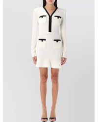Self-Portrait - Pearl-Trim Honeycomb-Knit Mini Dress - Lyst