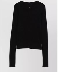 Rick Owens - Long Sleeve Cropped Ribbed Knit Top - Lyst