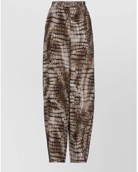 Elisabetta Franchi - High Waist Wide Leg Animalier Trousers - Lyst