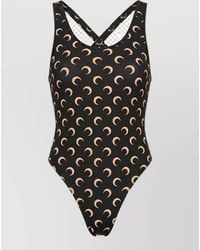 Marine Serre - Moon Print Swimsuit Criss Cross Back - Lyst