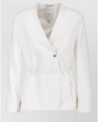Calvin Klein - Tailored Blazer Long Sleeves V Neckline Waist Tie - Lyst
