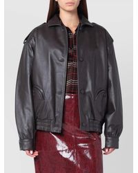 Blazé Milano - Leather Bomber Jacket Flap Pockets - Lyst