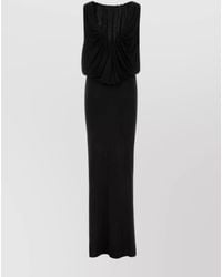 Saint Laurent - Draped Sleeveless Maxi Dress - Lyst