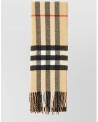 Burberry - Cashmere Scarf Checked Pattern Fringe Detail - Lyst