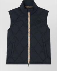 Burberry - Acresford Check Down Vest High Collar - Lyst