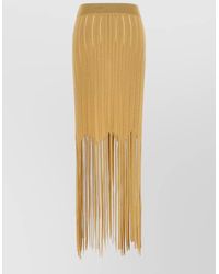 Balmain - Knit Skirt Elastic Waist Fringe Hem - Lyst