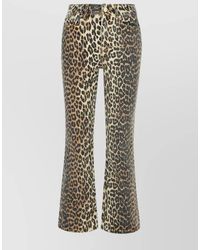 Ganni - Leopard High-Rise Cropped Flared Jeans - Lyst