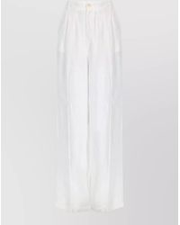 120% Lino - Linen Pants High Waist Wide Leg Belt Loops - Lyst