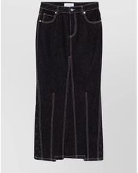 Marine Serre - Denim Panelled Crescent Moon Print Asymmetric Maxi Skirt - Lyst