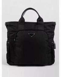 Prada - Rectangular Tote Bag Top Handles Side Pockets - Lyst