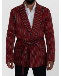 Dolce & Gabbana - Elegant Striped Long Robe Luxury Wear - Lyst