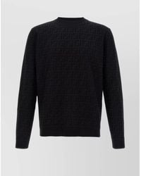 Fendi - Cotton Ff Jacquard Crew-Neck Sweater - Lyst