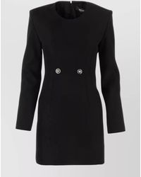 Versace - Virgin Wool Padded-Shoulder Mini Dress - Lyst
